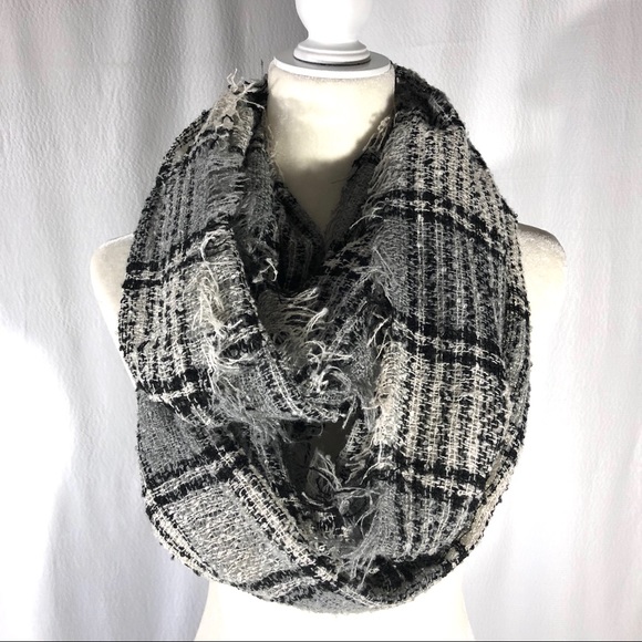 Gray and Black Loose Knit Acrylic Infinity Scarf - Picture 2 of 8